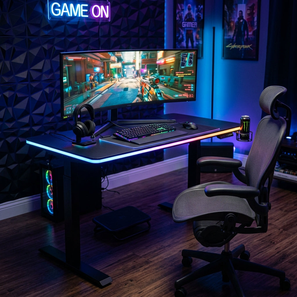 Escritorio Gamer DRAGON en un setup de juego